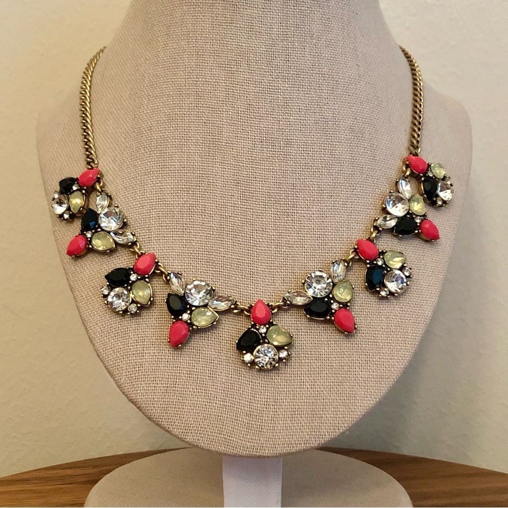 J.Crew | Neon Pink Cluster Pendant Necklace | 17” Adjustable